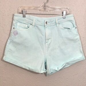 Disney Her Universe “Little Mermaid” 30th Anniversary Mint Green Denim Shorts